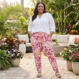 Soho Apparel Pink and Orange Floral Pants